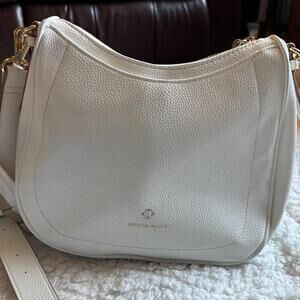 Nanette Lepore White Pebble Leather Like Crossbody Bag